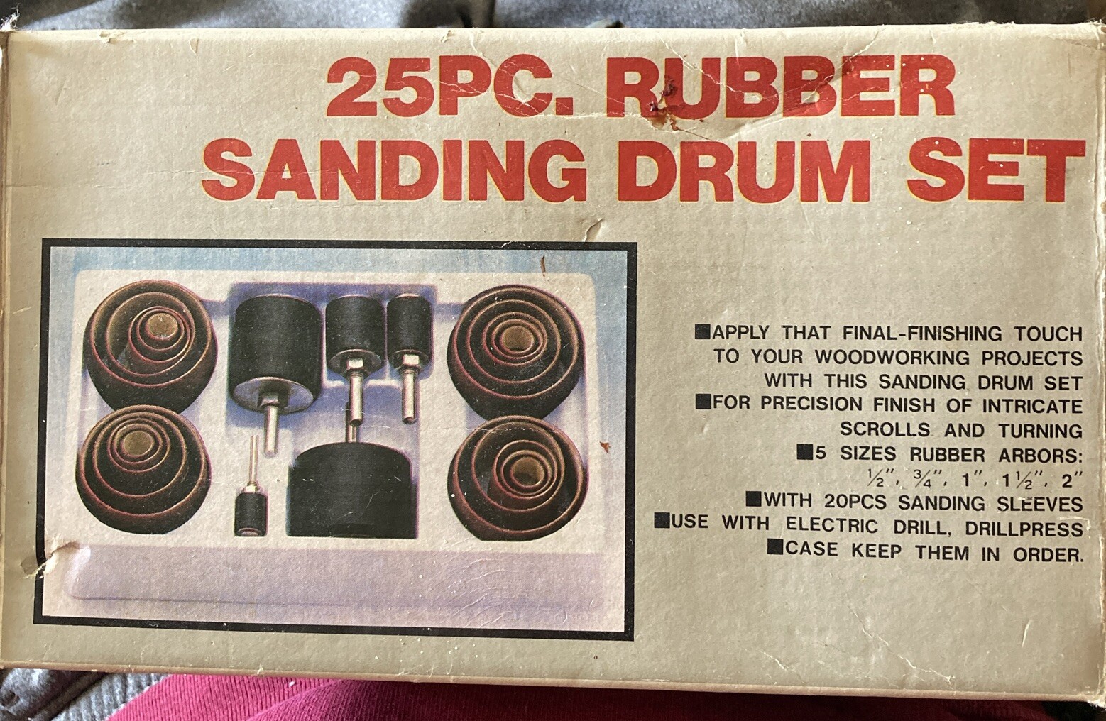 25PC 1/2″ – 2″ Spindle Sanding Drum Kit Sleeves Set for Drill Press Sander Paper