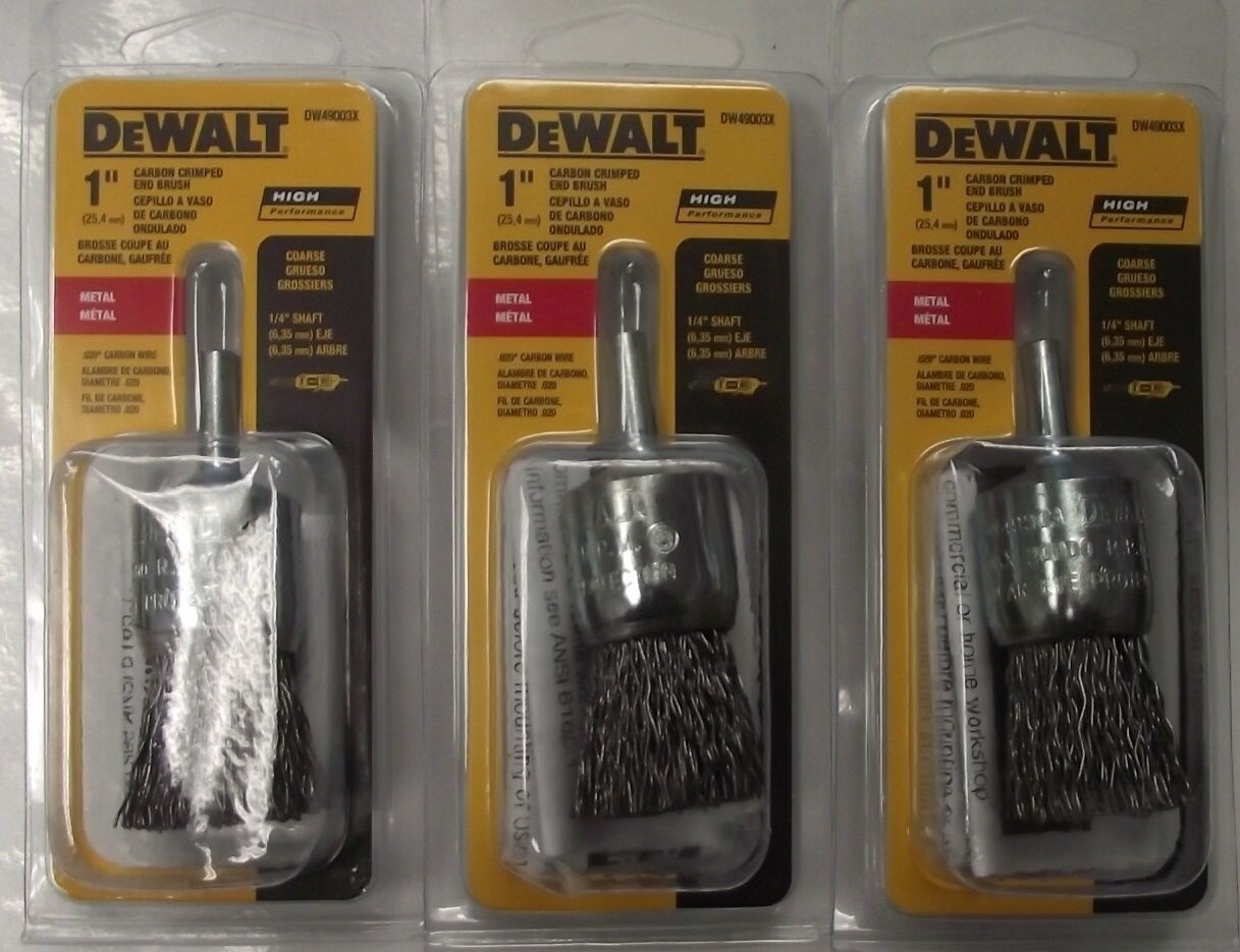DeWalt DW49003X 1″ Carbon Crimped End Brush 1/4″ Shank 3pcs.