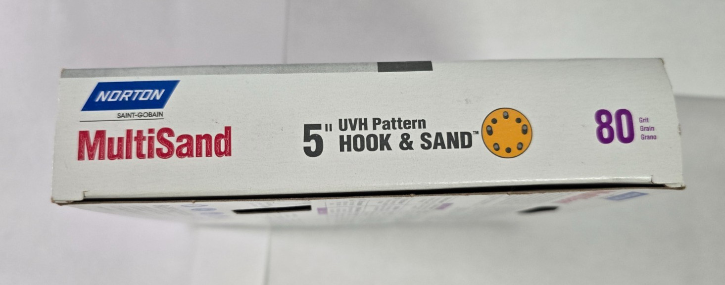 5″ Hook & Loop Sanding Discs, 8 Hole, Norton, 80 Grit, #04062, 25 pack