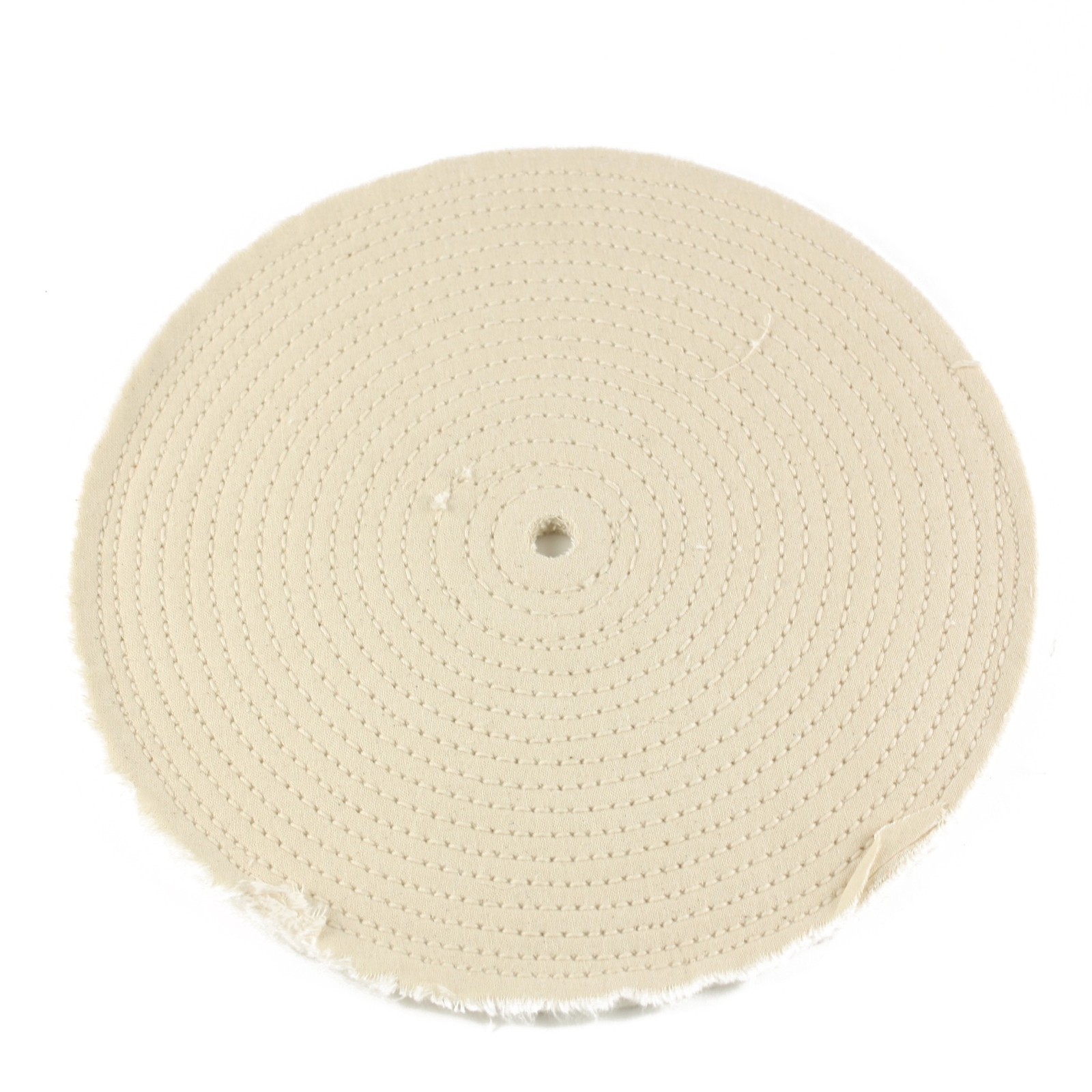 10″ x 1/2″ Arbor Hole – 20 Ply Spiral Sewn Polishing Muslin Cotton Buffing Wheel