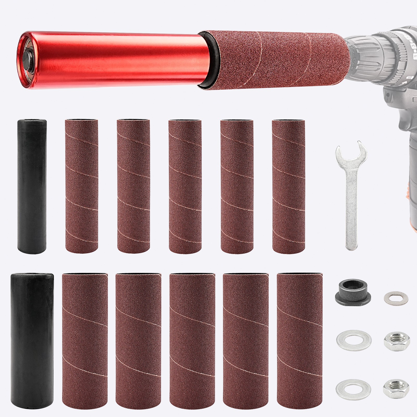 Sanding Drum Sander Handheld Spindle Sander Electric Adapter Hex Shank 1 Set