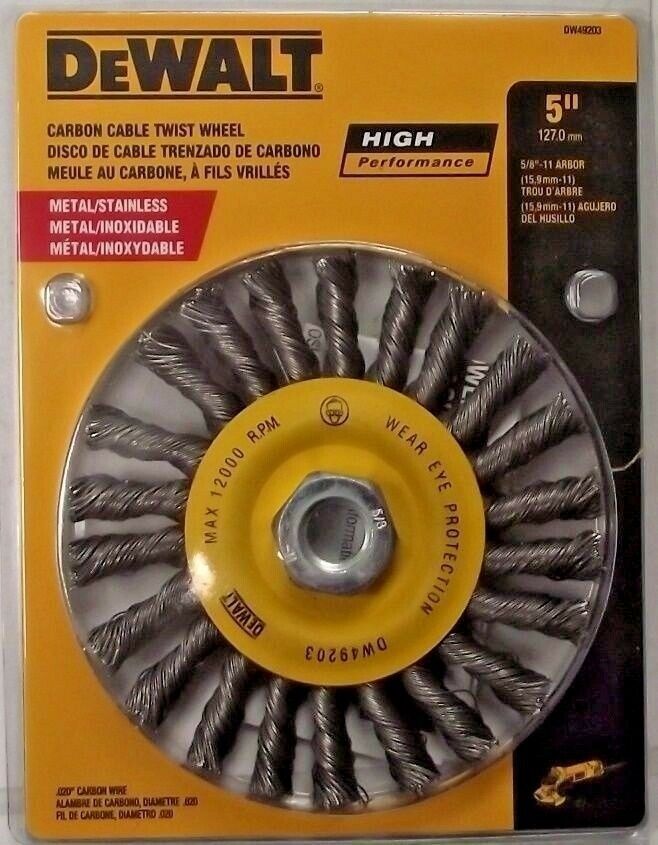 DeWalt DW49203 High Performance 5″ Carbon Cable Wire Twist Wheel 5/8 -11 Hub