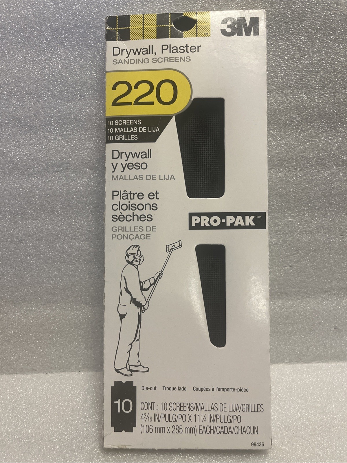 3M ProPak 220 Grit (10/Pack). Drywall Sanding Screens. 4-3/16 In. x 11-1/4 In.