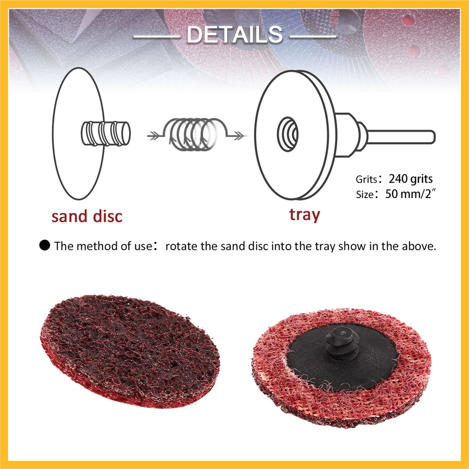 30 Pcs 2″ Coarse Medium Fine Grit Scour Sanding Discs Nylon Lock Surface for Car