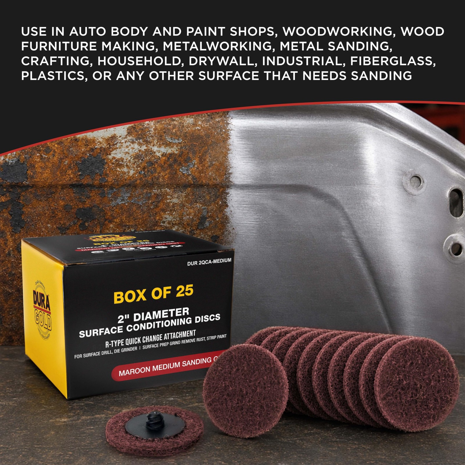 2″ Diameter Surface Conditioning Discs Maroon Medium Sanding Grit (of 25) – R…