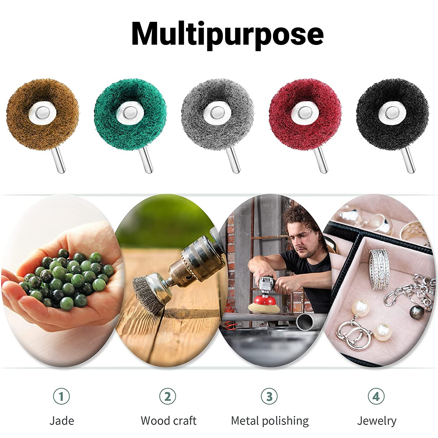 25mm Abrasive Metal Polishing Buffing Wheel Burr Kit Set for Dremel Rotary Tool