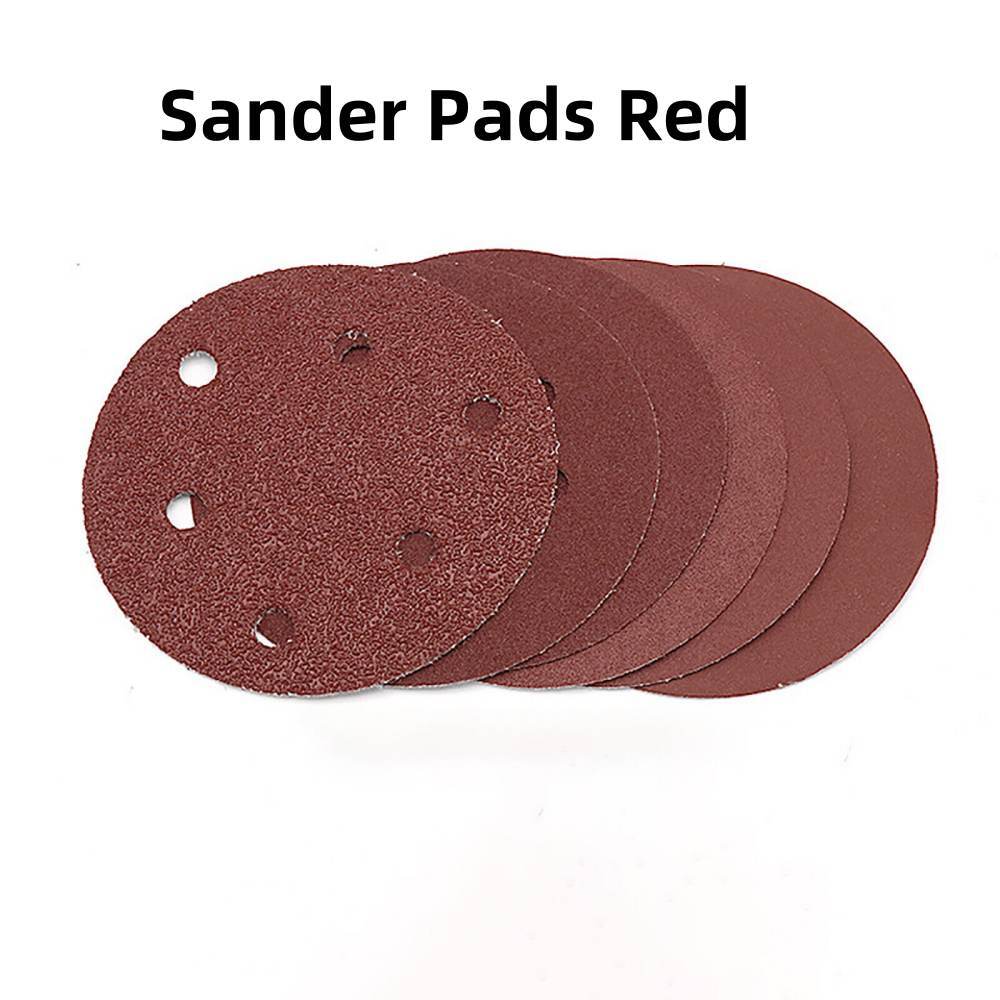 125mm 5 inch Orbital Sander Pads Red Sanding Discs 8 Hole Sandpaper 40-2000 Grit