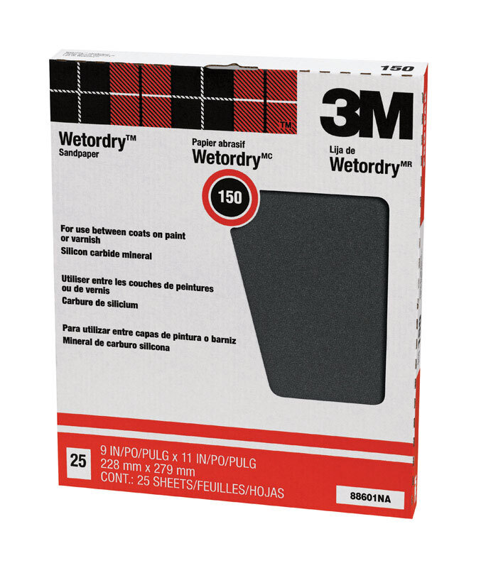 3M 88601NA 150 Grit Fine Silicon Carbide Wet and Dry Sandpaper 9 W x 11 L in.