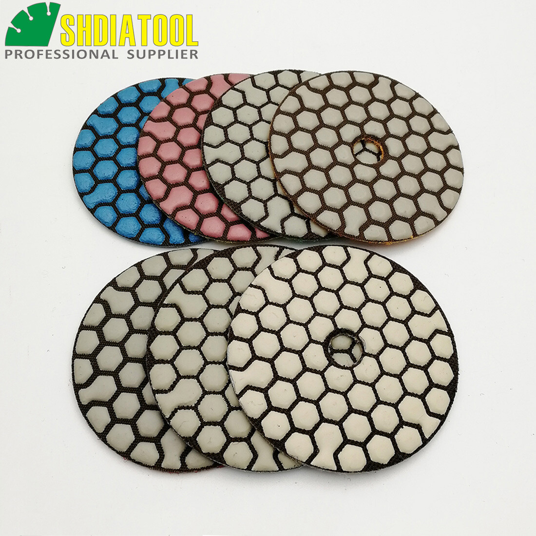 7pcs Diameter 3inch / 80mm Dry Polishing Pads Sanding Disc for Marble Granite