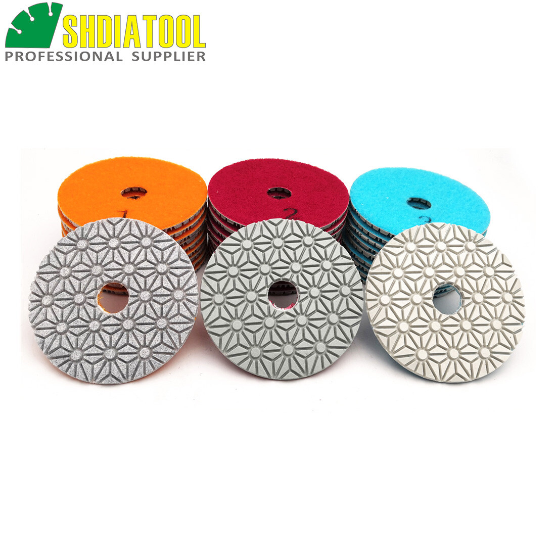 30pcs/10sets 4″ 3 Steps Diamond Flexible Polishing Pads Sanding Discs for Marble