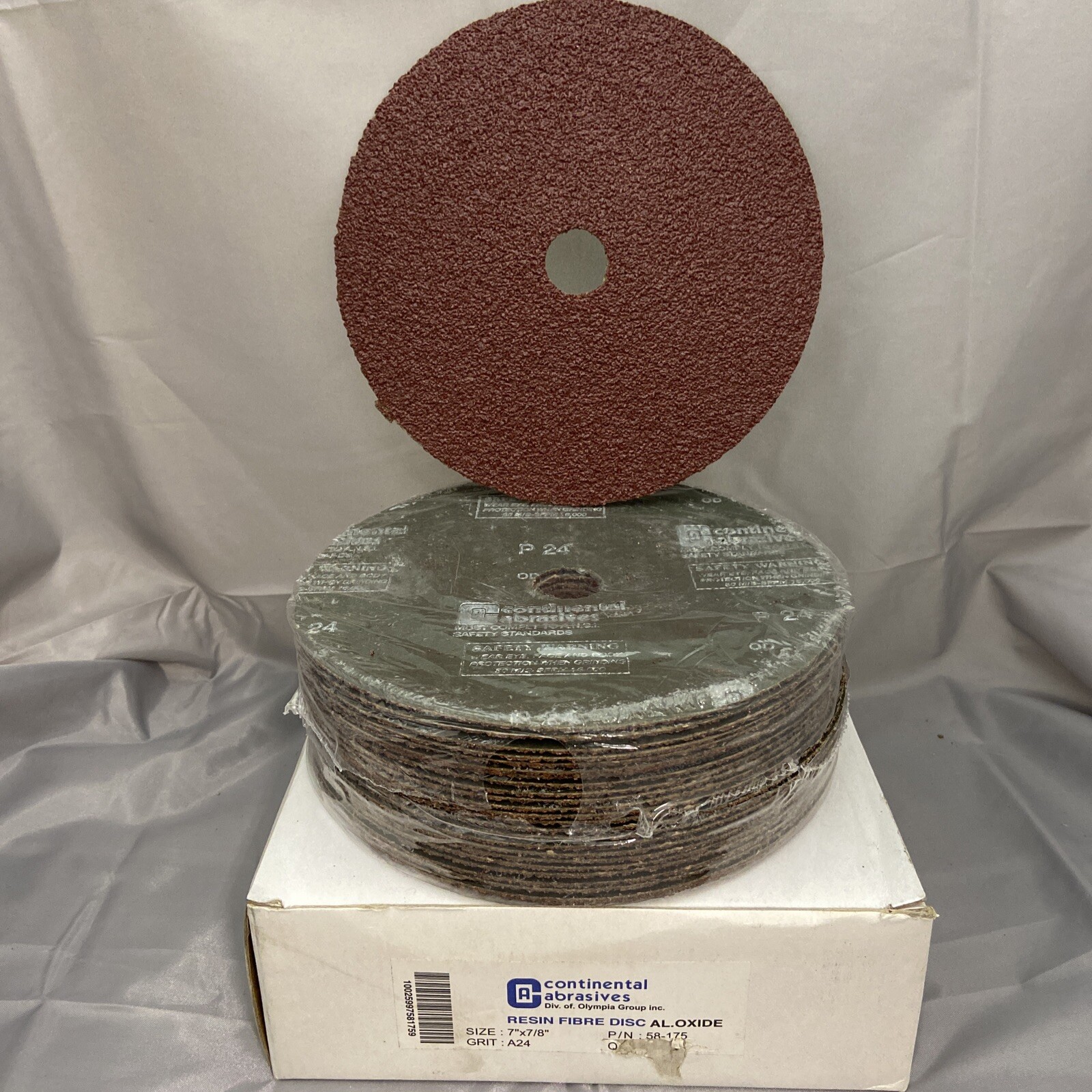 25 Discs 7″ x 7/8″ Fiber Resin Sanding Disc Aluminum Oxide A 24 Grit 58-175
