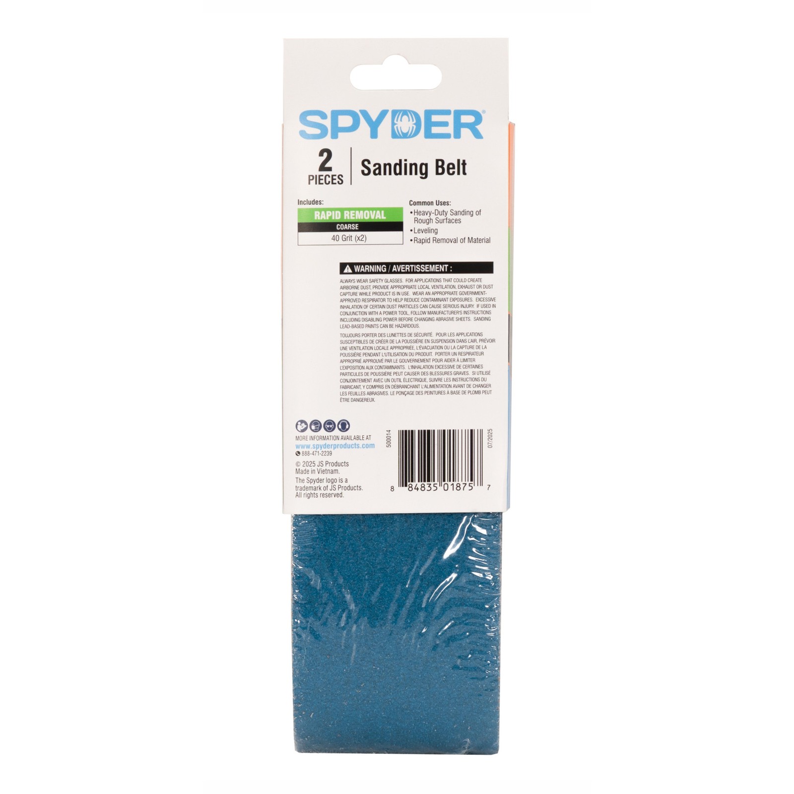 Spyder 3 in. x 21 in. 40 Grit Zirconia Tape Joint Sanding Belt (2-Pack) 500014