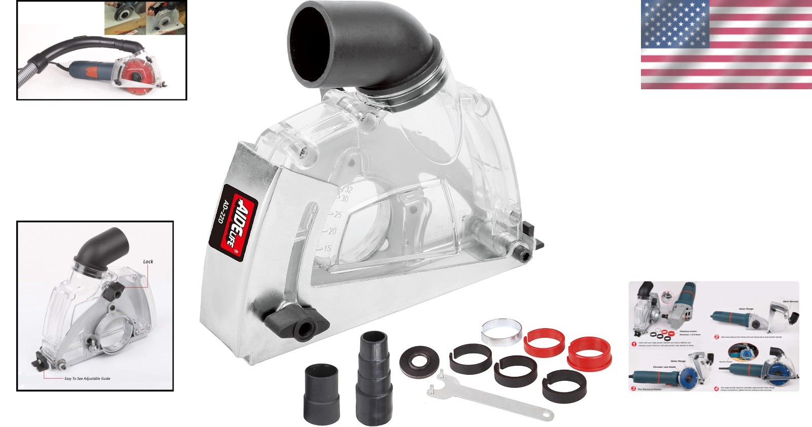 Toolless Dust Extraction Shroud for Angle Grinders – Maximum Cutting Depth 32mm