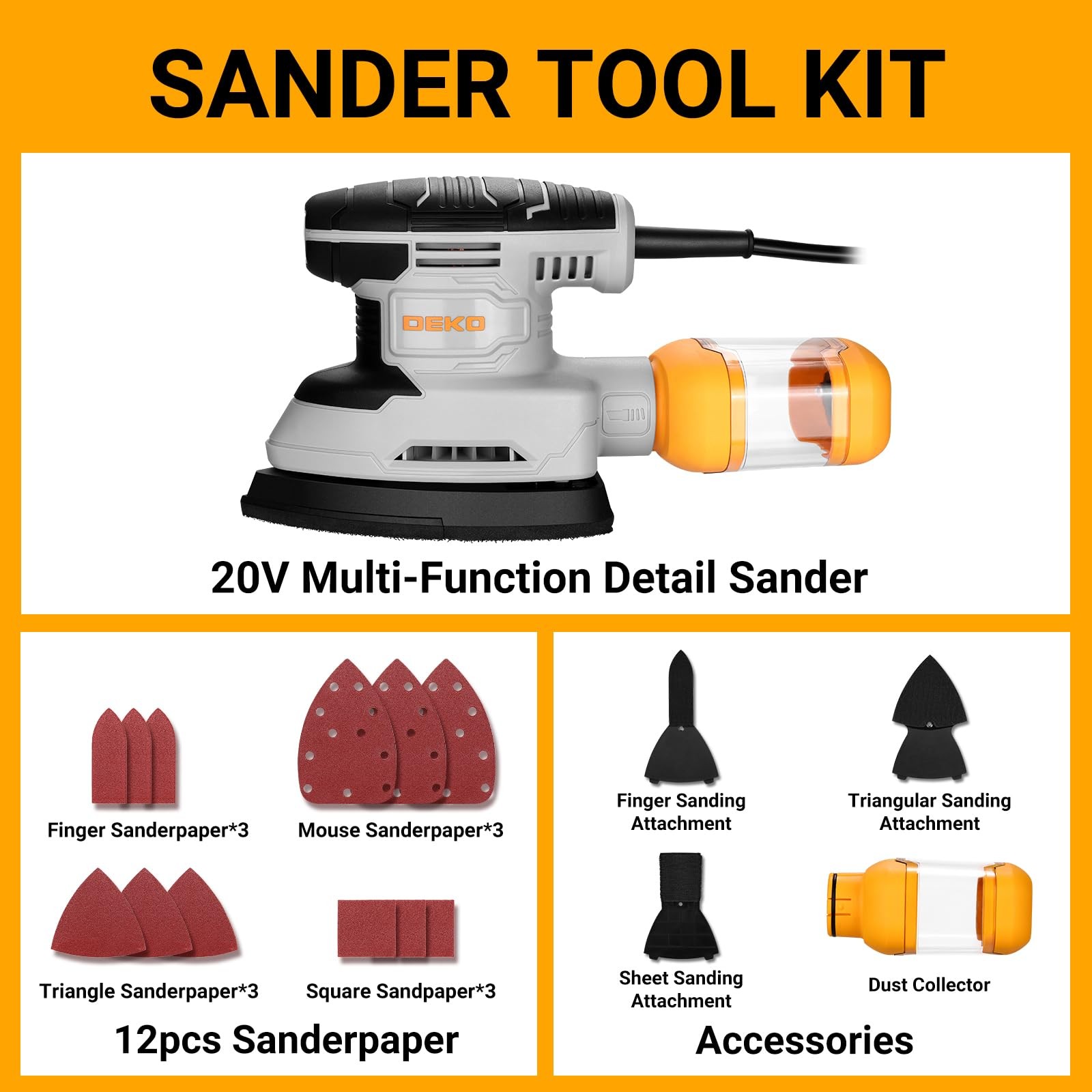 Detail Sander: DEKOPRO 1.5A Multi-Function Mouse Sander Electric Tool…