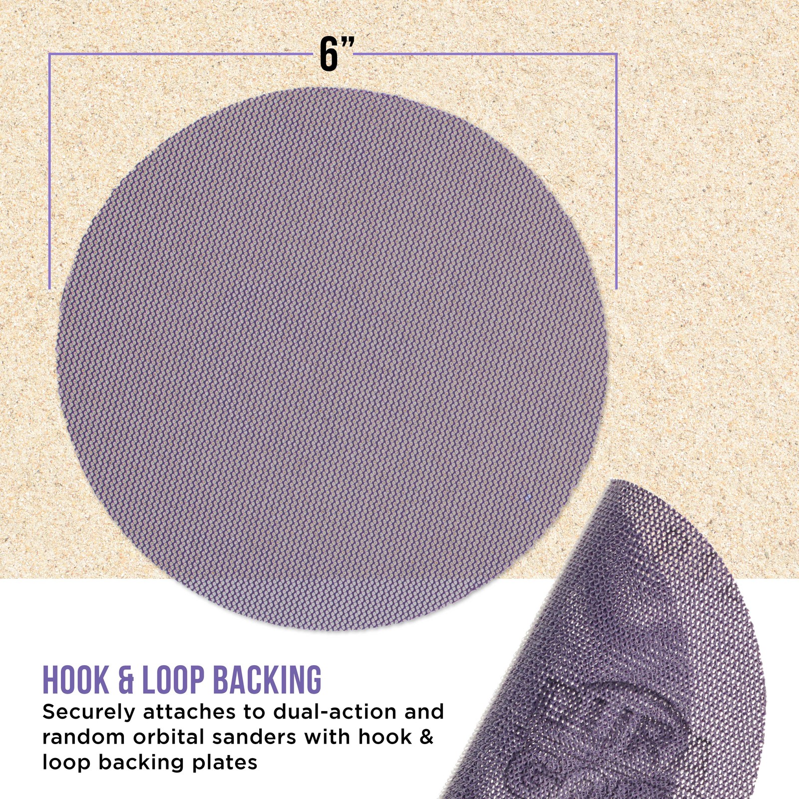 600 Grit 6″ Purple Ceramic Mesh Sanding Discs, Box of 30 – Hook & Loop Sandpaper