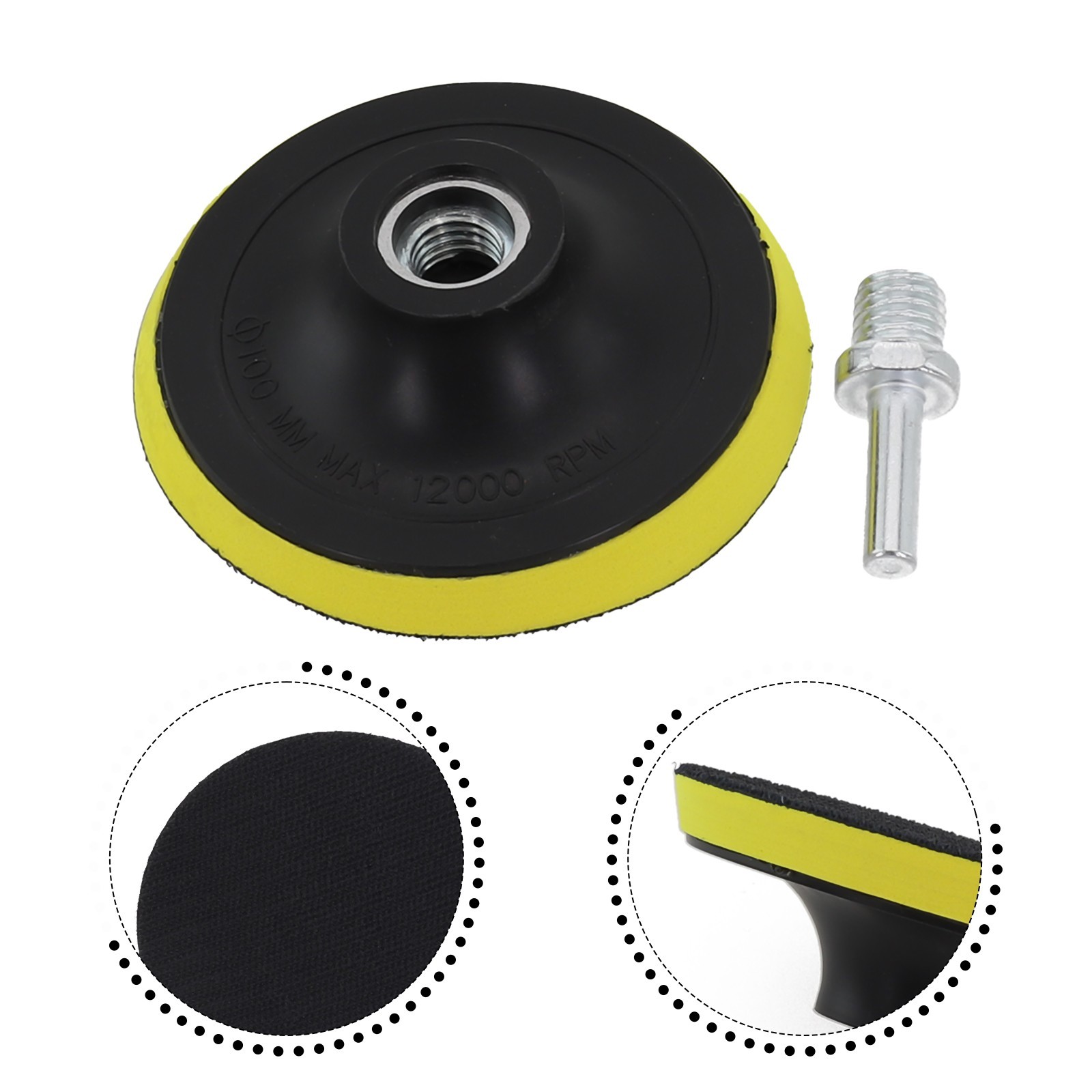 For M14 Drill Thread Compatible Buffing Pad Holder for Polishing Tools