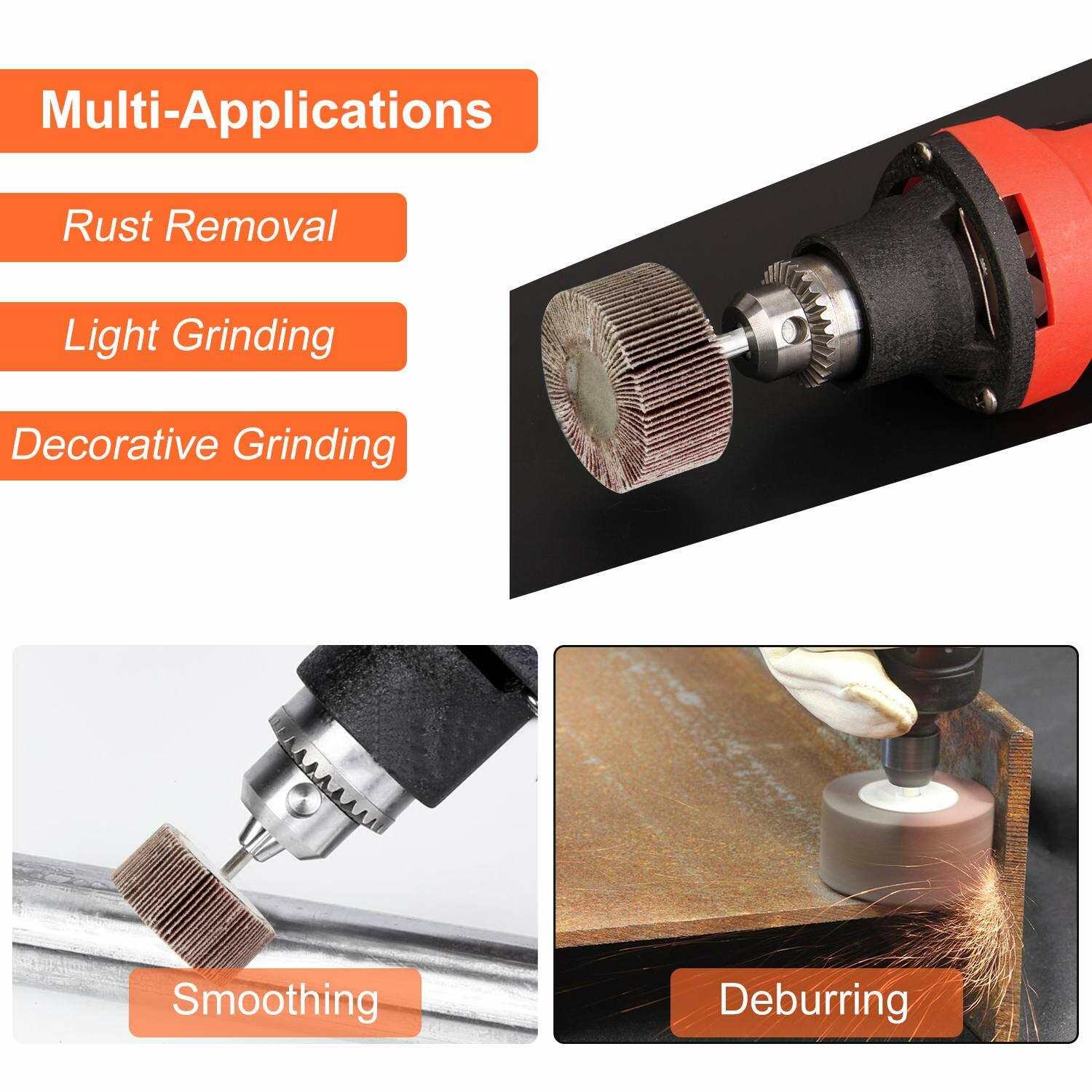 SATC 50PACK 1-1/2x1x1/4 Inch Flap Wheel Sander 40 Grit for Drill Mounted Sanding