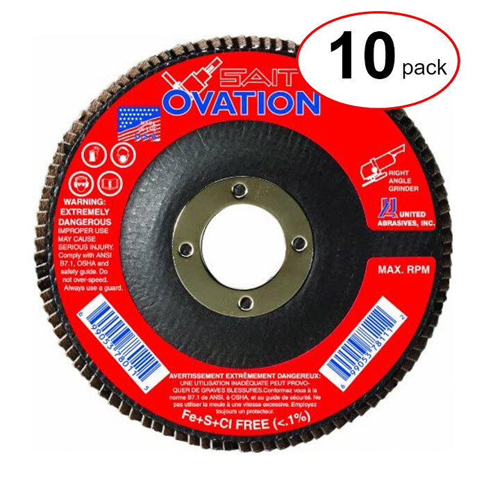 Sait 78011 – 4-1/2″ X 7/8″ Ovation Flap Disc 120G – (10Pack)