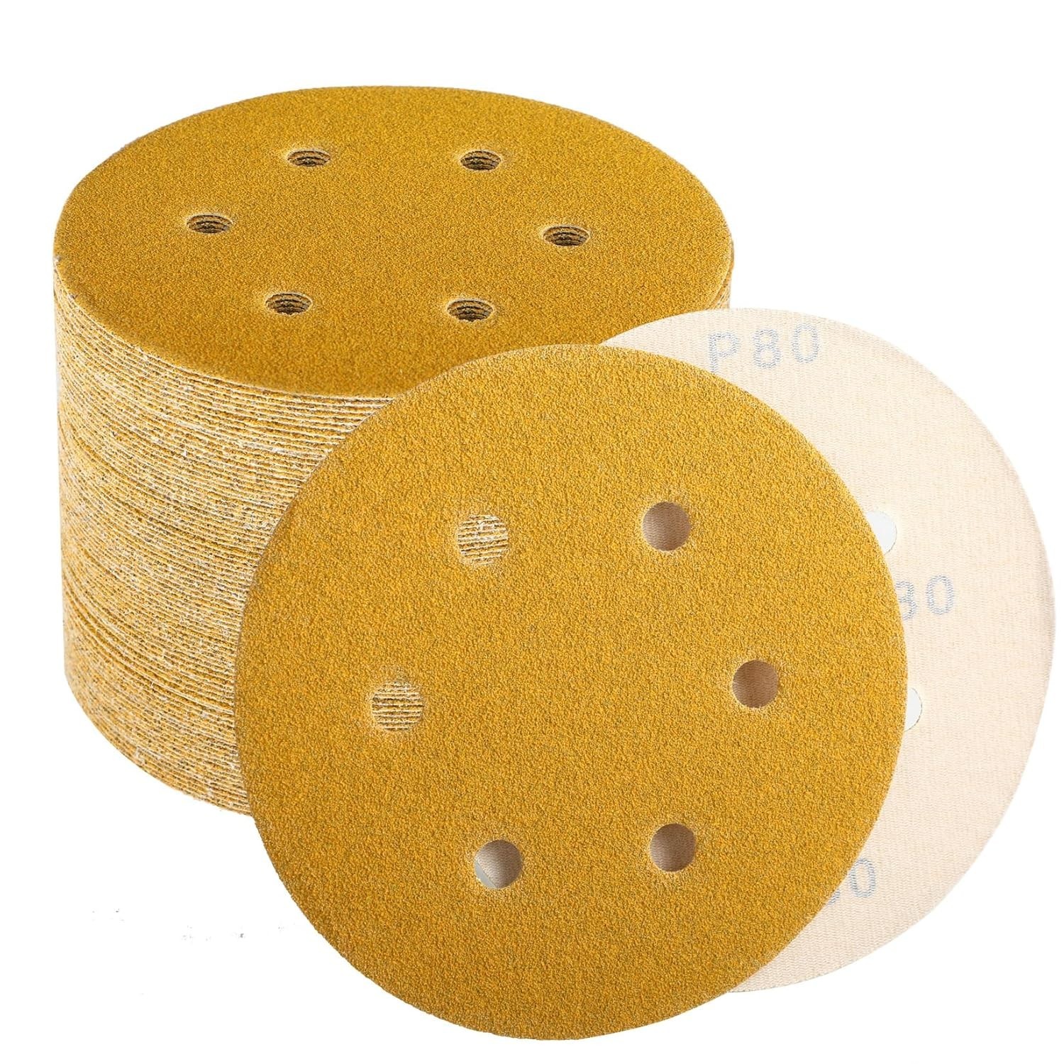 6 Inch Sanding Discs Hook and Loop, 80 120 220 320 400 Grit Sandpaper Disc for