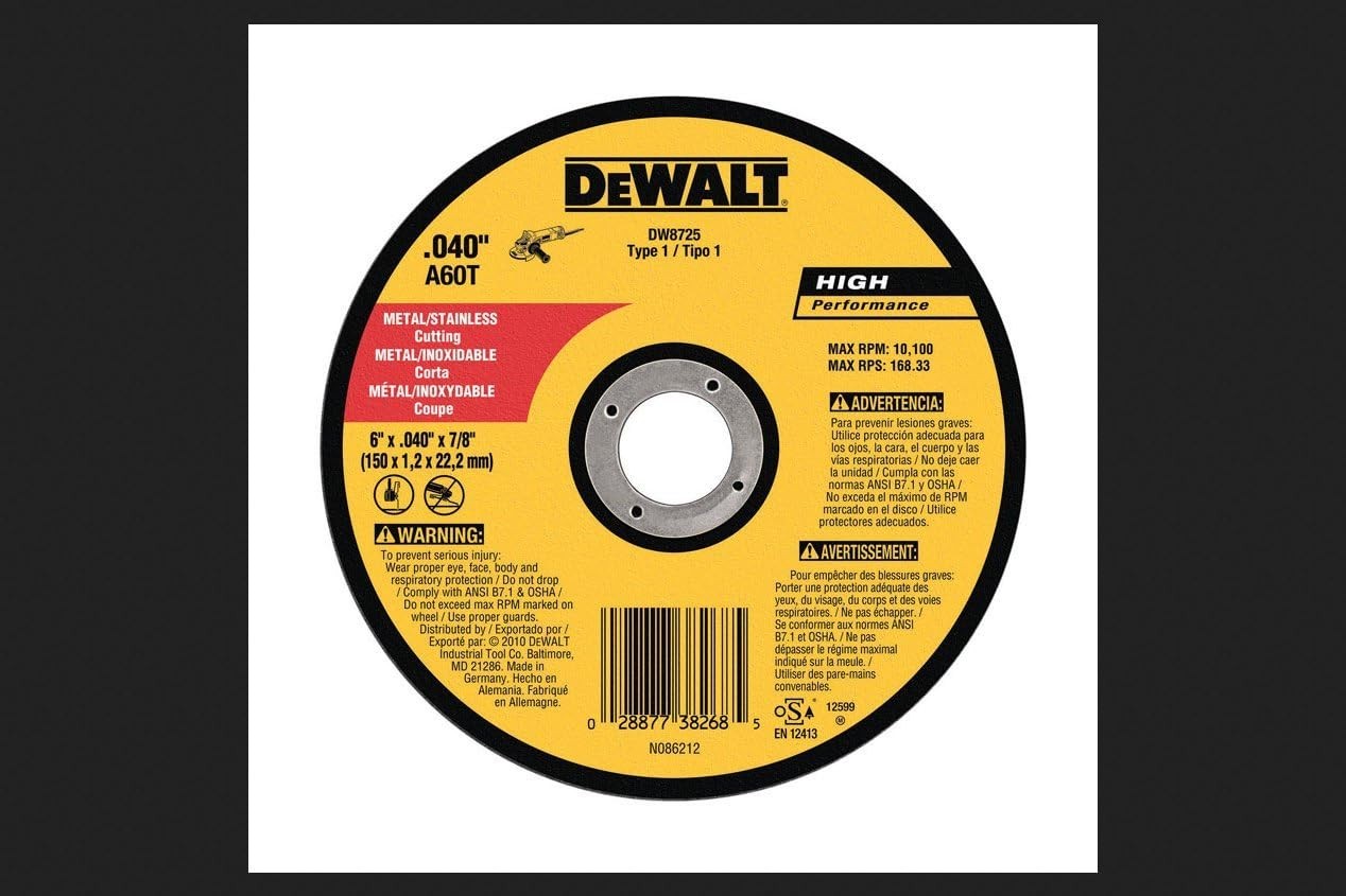 Cutting Wheel 6 in. x .040 in. x 7/8 in., Abrasive Blade, A60 Medium Grit
