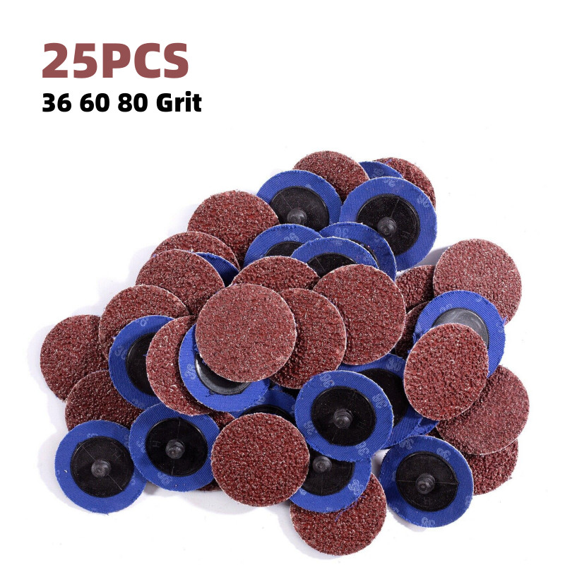 25PACK 3 Inch Roll Lock Sanding Discs Quick Change Grinding Discs 36 60 80 Grit