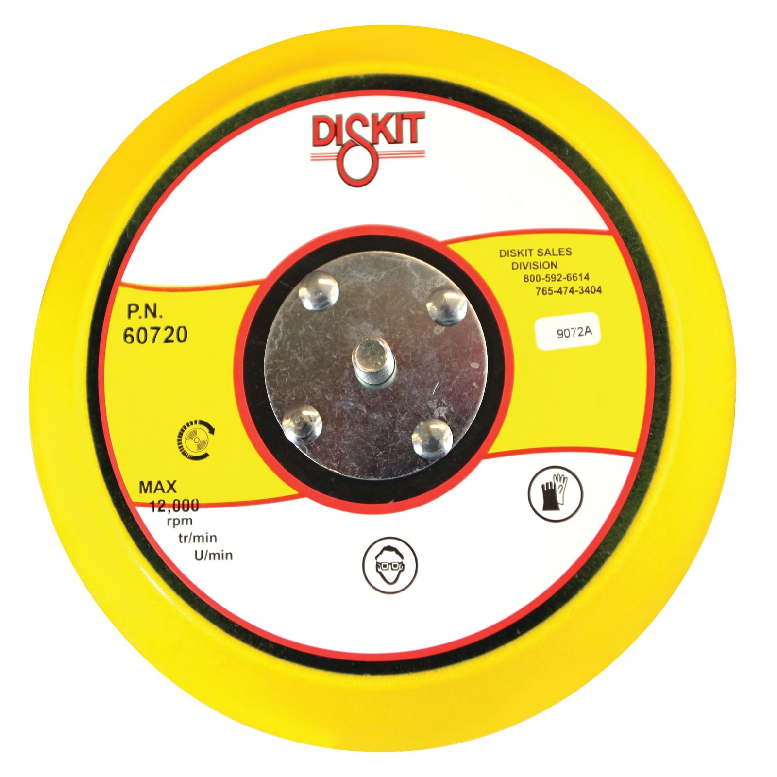 Gripit Sanding Pad 60720: Firm, 6″, PSA, 0 Hole, Slant Profile MADE IN USA