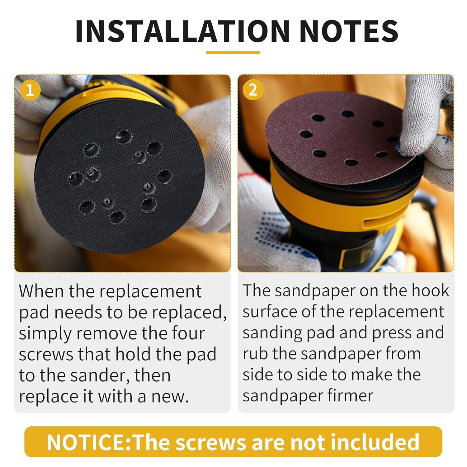 Sander Pad for Dewalt, 2 Pack 5″ 8 Hole Hook and Loop Orbital Sander Pad Replace