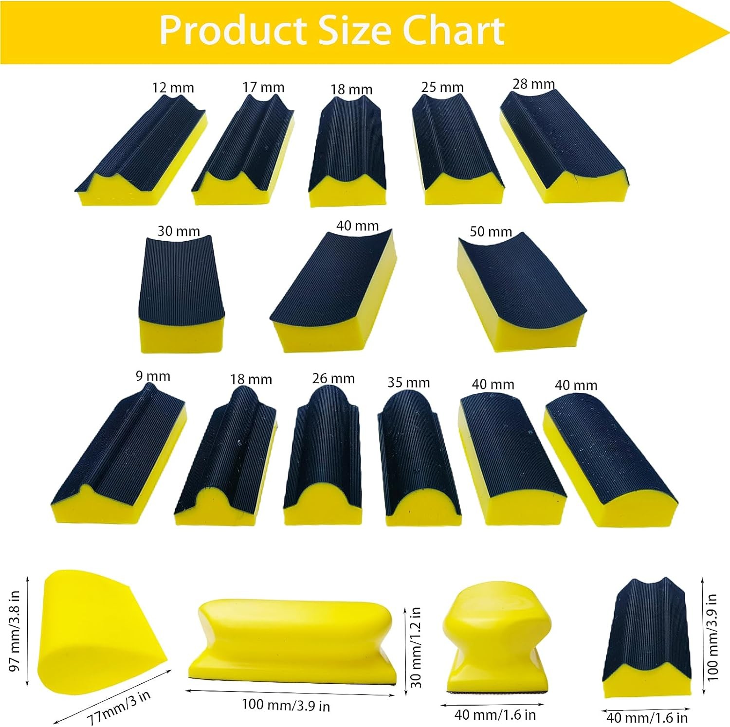 Sanding Block Set 56 PCS Assorted Shapes Sandpaper Kit for Woodwork Crafts Auto