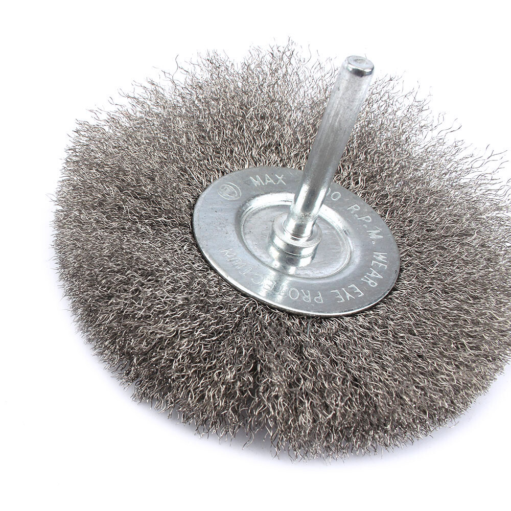 4Pc 2-4″ Crimped Stainless Steel Wire Brush Wheel Set For Polishing Rotary Tools