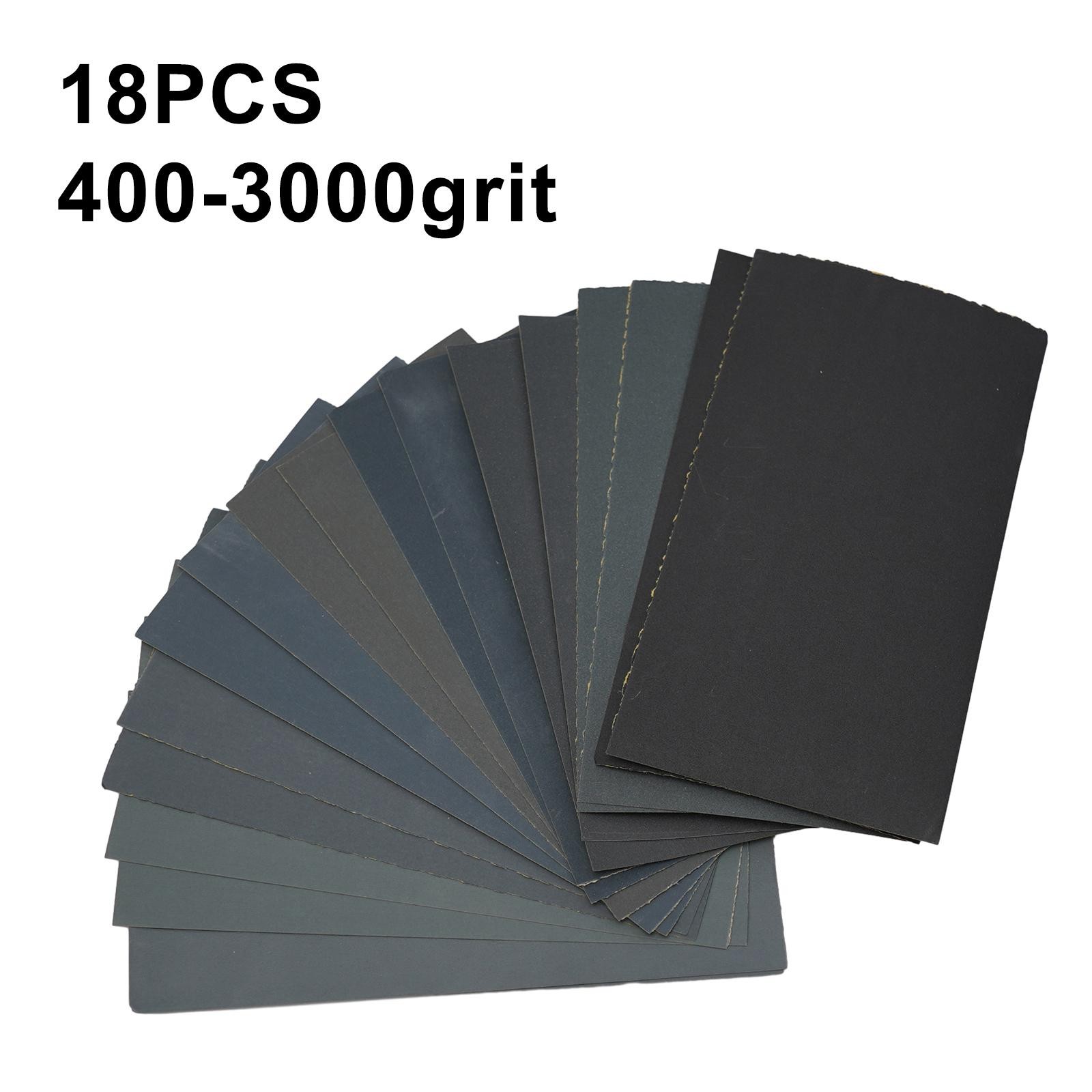 18PCS Sandpaper Set 400-3000 Grit Wet Dry Abrasive Polishing Sheets