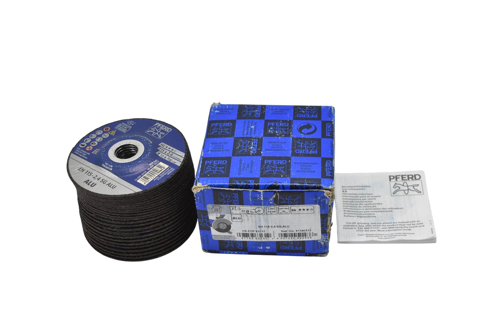 PFERD EH 115-2,4 SG ALU Cut-Off Wheel 115 X 2,4 X 22,23mm Blue Germany 25 Pack