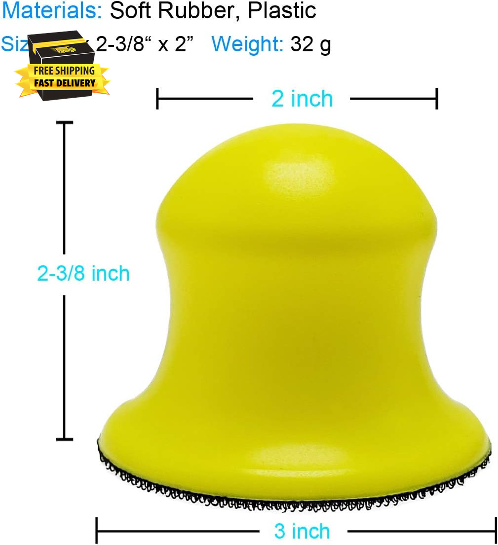 2 Pack 3″ round Hand Sanding Blocks for 3 Inch Hook and Loop Discs Ideal for Woo