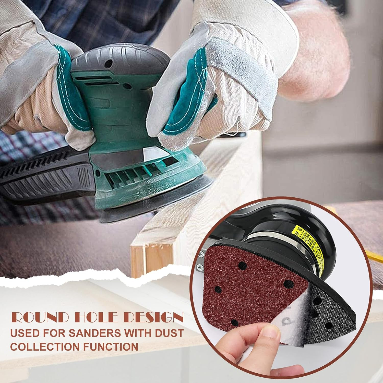 70Pcs Mouse Sander Sandpaper Assortment Kit, 5 Hole Detail Sander Sandpaper Palm