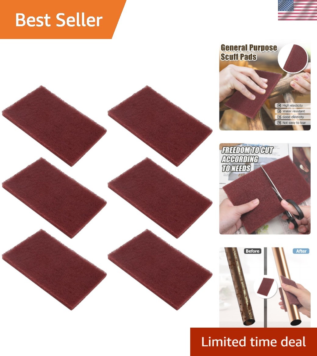 Multi-Use Red Scuff Pads 6-Pack – Perfect for Upholstery and Surface Finishing
