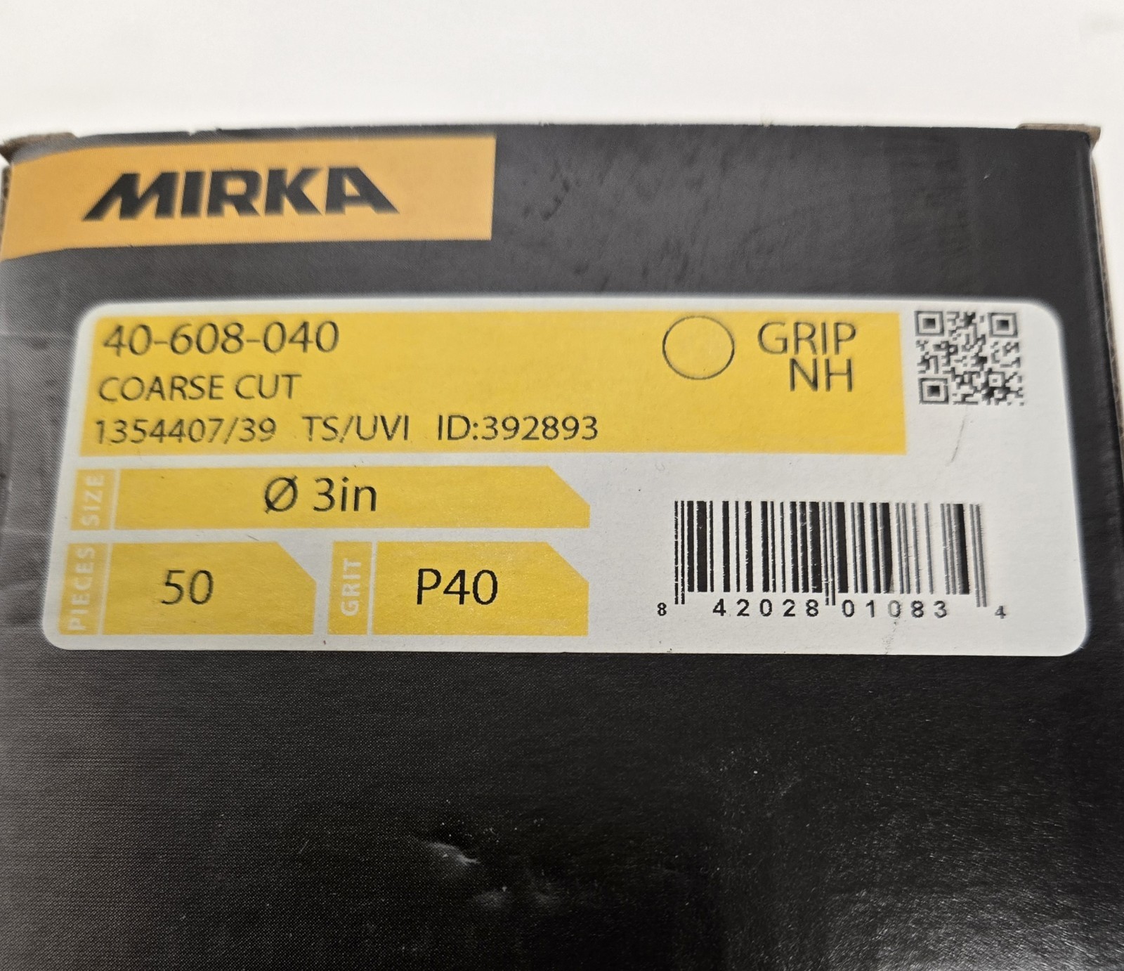 MIRKA SANDING DISCS 40-608-040. 3″, P40 GRIT. BOX OF 50.