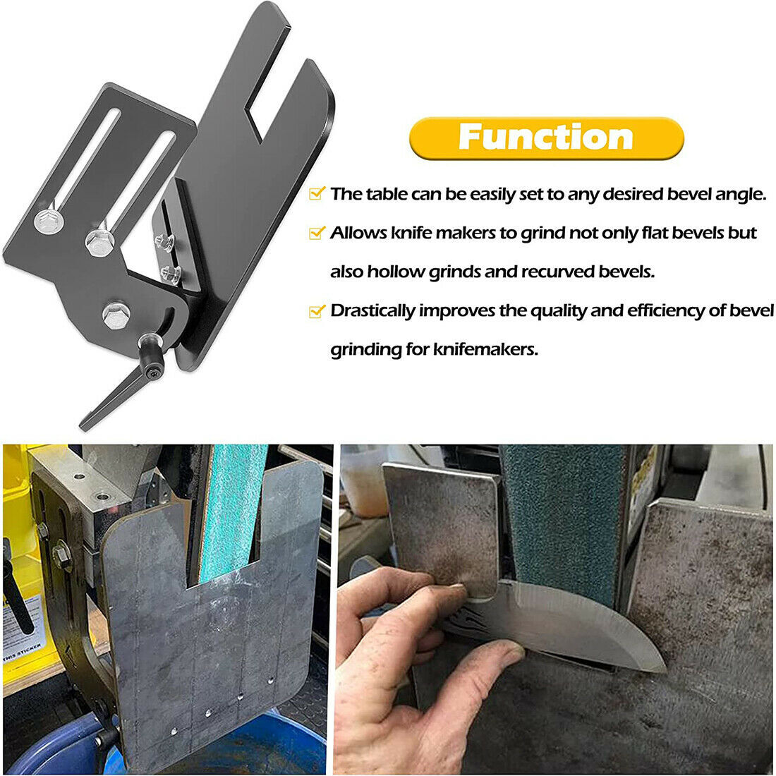 Belt Grinder Tilt Table Fits Most Popular 2×72″ Knife Grinders for Knife Bevels