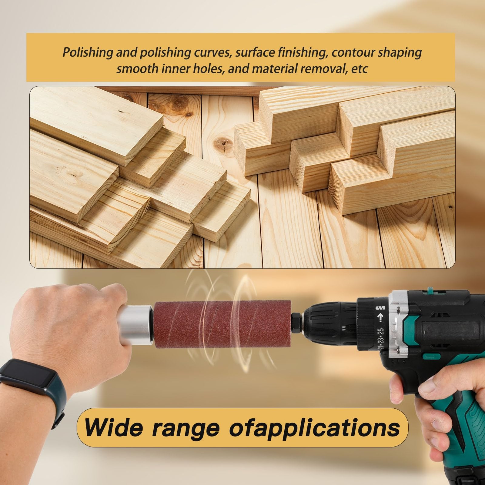 HandHeld Rubber Drum Spindle Sander Woodworking Drill Silvery Silver
