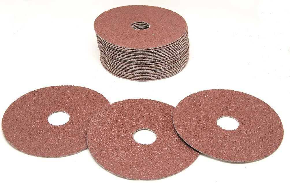 25PCS 4-1/2″ Aluminum Oxide Resin Fiber Disc Round Hole P80 For Metal 115mm