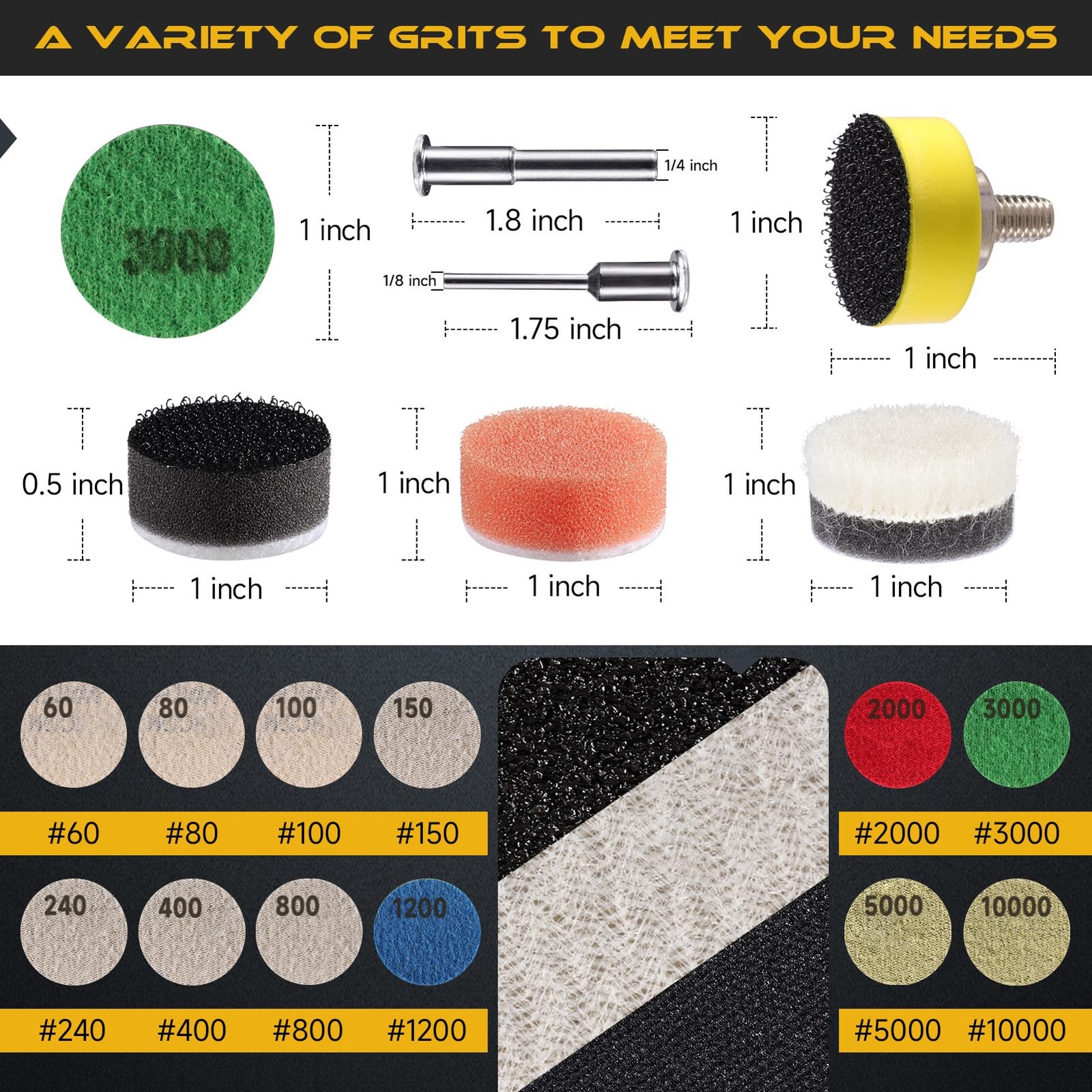 188 Pcs 1 Inch Sanding Discs Pad for Drill Grinder Rotary Tools Attachment