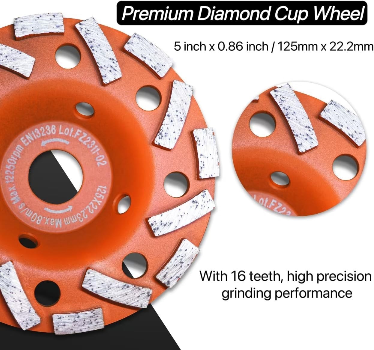 Superior Dust Control: 4.5-5 Inch Grinder Shroud with Diamond Grinding Cup Wheel