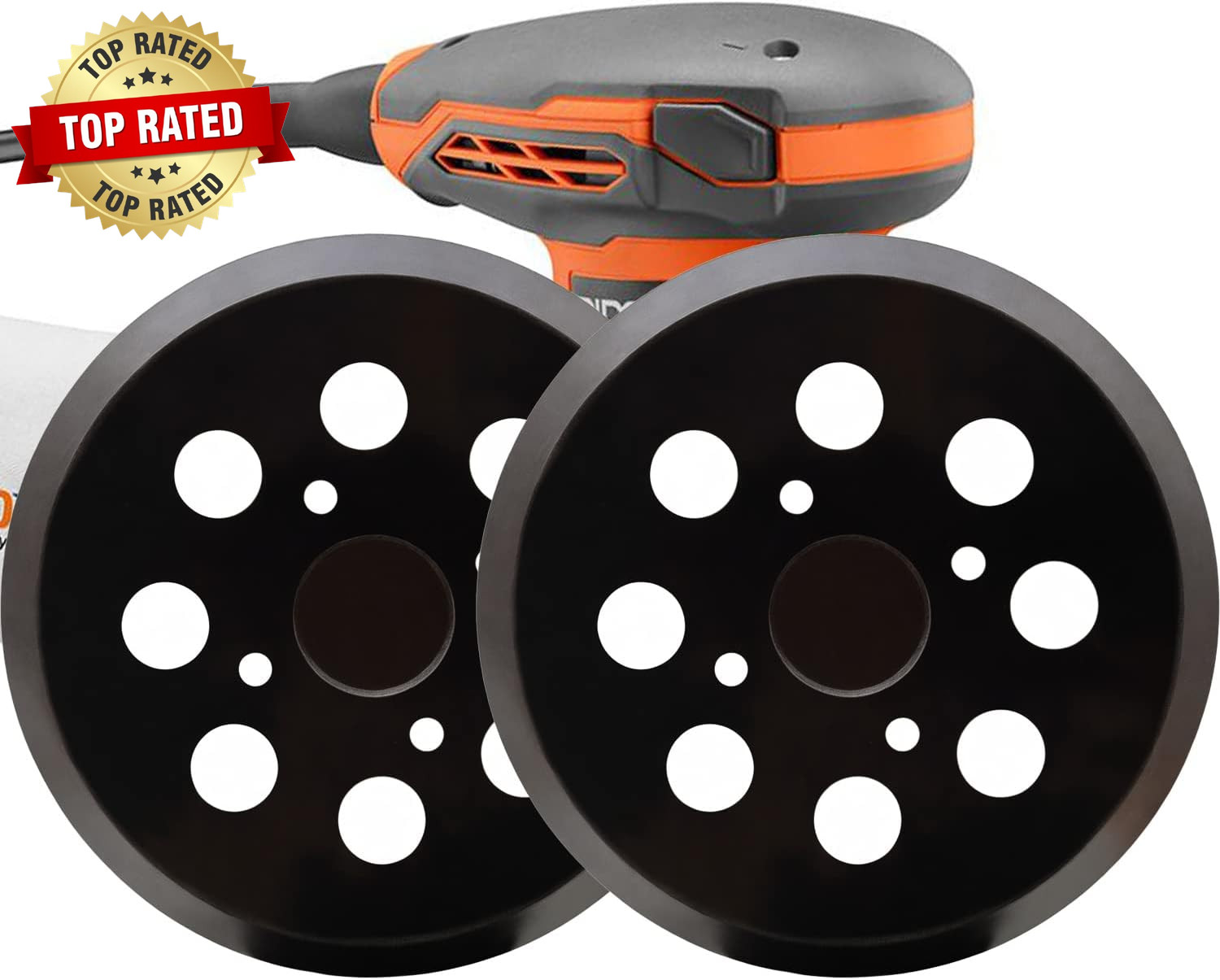 2 Pack 5 Inch 8 Hole Hook and Loop Sander Pad for Ridgid R2600 R2601 5″ Random O
