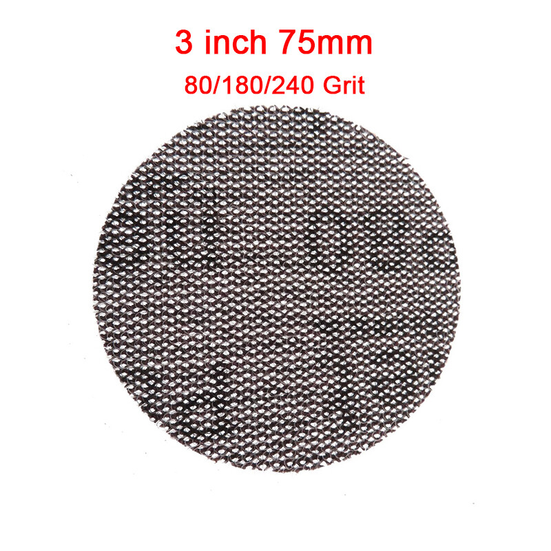 3 inch 75mm Dia Mesh Dust-free Sanding Discs Hook and Loop Sandpaper 80-240 Grit
