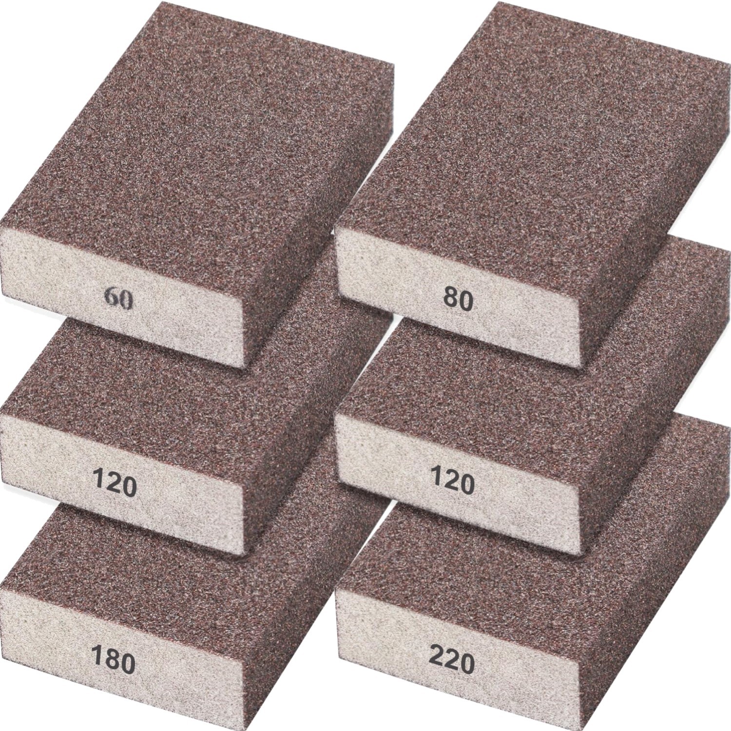 Sanding Sponge 6 Pack, 60/80/120/180/220 Grits, Washable Reusable
