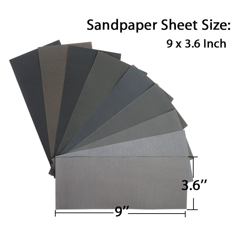 45Pcs Wet Dry Sandpaper Assorted 400 – 3000 Grit Sheets for Car Metal Wood 9×3.6