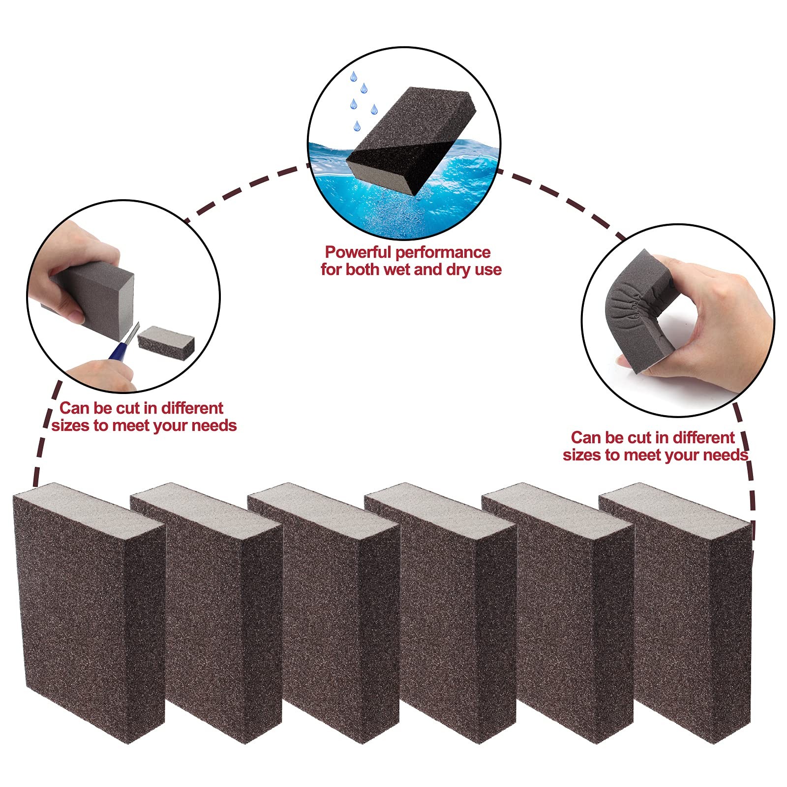 12 PCS 80 Grit Coarse Sanding Block Wet Dry Sponge Foam Sandpaper Wood Metal