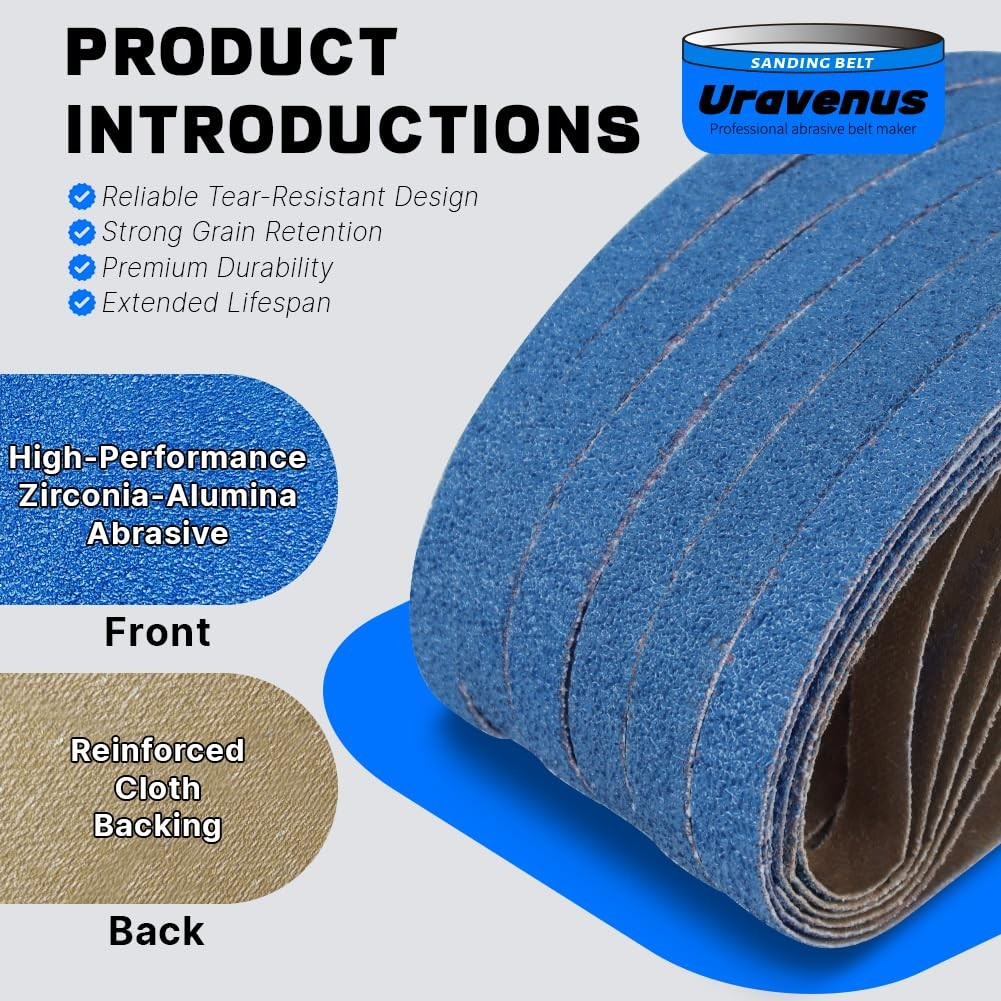 1/2 x 18 Inch Sanding Belts, 36 Pcs 40 Grit, Zirconia Sanding Belts for