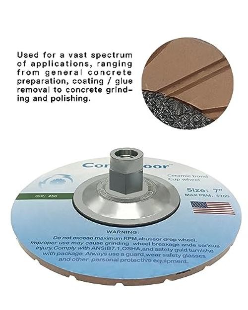 Concrete Grinding Cup Wheel 7″ Ceramic Diamond Cup Wheel for Floor 50#