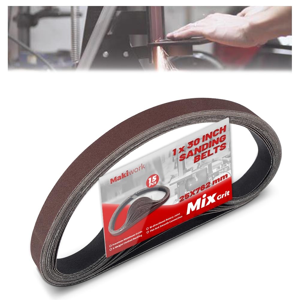 1 x 30 Inch 25 x 762 mm Sanding Belts Set – 15-Pack with 1 x 30(15pcs)