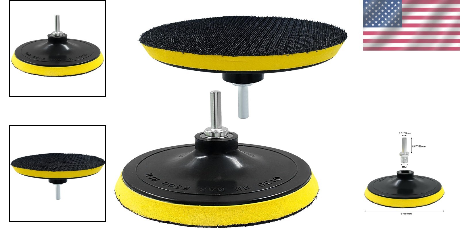 6 Inch Hook & Loop Backing Pad Orbital Sander Polisher Sanding Pad with M14 D…