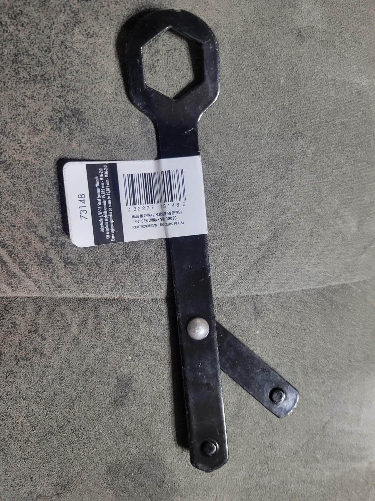 Forney 73148 Black Adjustable Spanner Wrench for Sanding Pad Nuts 5/8 in.-11
